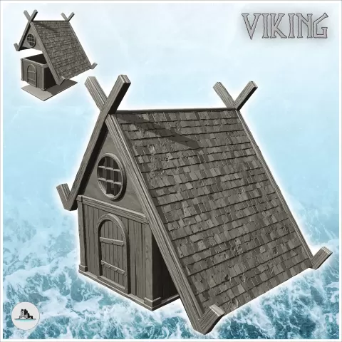 Medieval house with sloping roof and large wooden beams (18) - Hartolia Miniatures