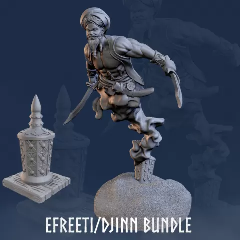 Djinni And His Lamp Bundle - Efreeti - Djinni - Jinn - Djinni Monster - Efreeti Monster - Jinn Monster - Djinn - Djinn Monster - Gene - Djinni Lamp by A Bard's Tale