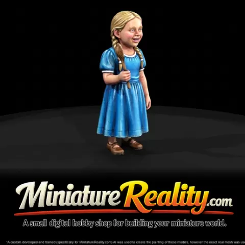 Western Little girl holding spoon (1860s) - HO 1:87 Master STL (print at any scale)