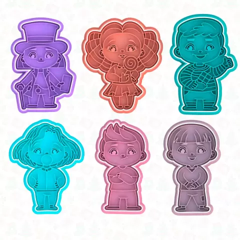 Charlie and the Chocolate Factory cookie cutter set of 6 - Mira3D