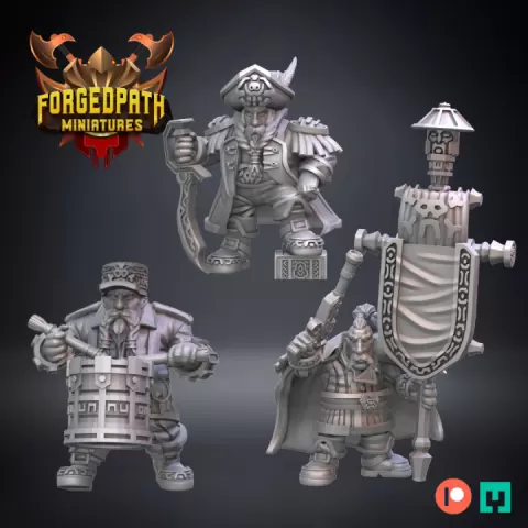 Dwarf Pirate Command Unit - White Beard's Pirates by Forged Path Miniatures