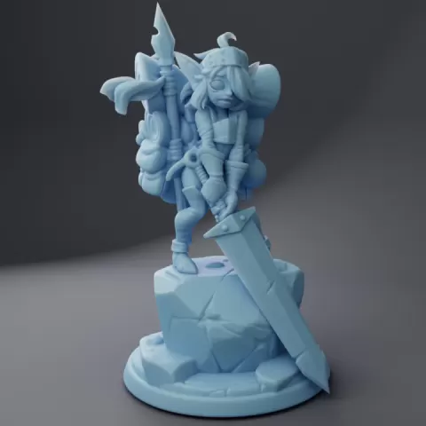 Cherry the Goblin Fighter ( Female Goblin Warrior / Greatsword Goblin Fighter / Goblin Guardian ) by Twin Goddess Miniatures