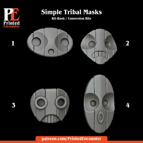 Simple Tribal Mask Kit-bash Conversion bits by Printed Encounter