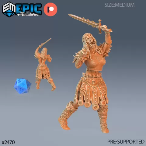 Zombie Knight Female Angry / Undead Armored Warrior / Walking Dead / Evil Skeleton Army / Graveyard Encounter by Epic-Miniatures