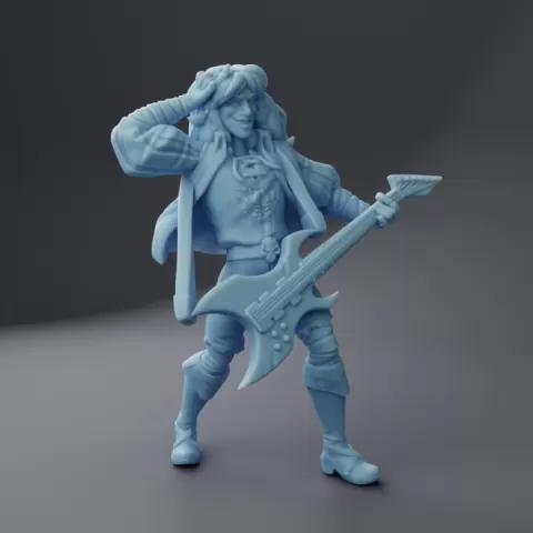 Edric Munson, Human Bard | Bardic Beatdown: Battle of the Bands Bard ( Male Human Bard with Guitar / Stranger Things Inspired ) by Twin Goddess Miniatures