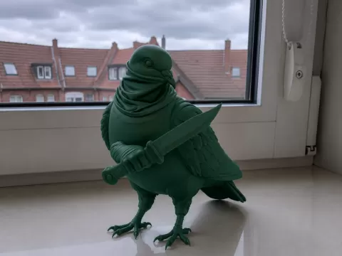 A unique ninja pigeon figurine designed for 3D