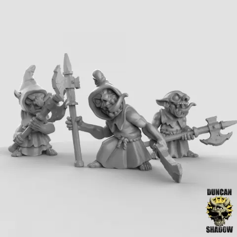 Night Goblins with Halberds (pre supported) by Duncan Shadow
