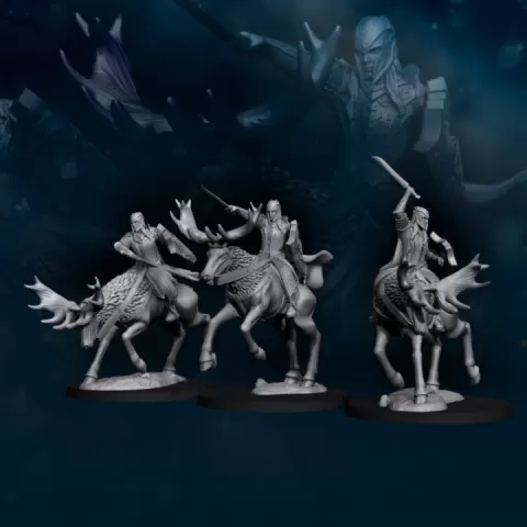 3x Armoured Wood Elf on Elk - Mounted | Wood Elves | Fantasy by Davale Games ©