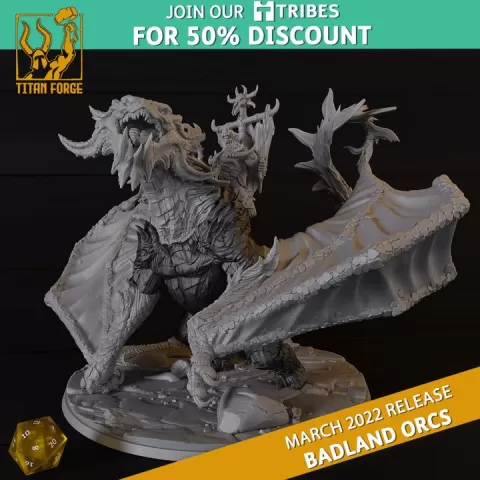 Lord on Wywern - Badland Orcs - Titan Forge Miniatures March 2022 by Titan Forge Miniatures