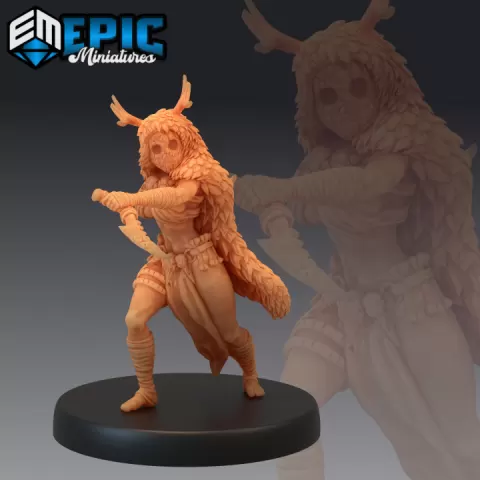 Wood Mask Tribe Warrior / Female Forest Fighter / Woodland Encounter by Epic-Miniatures