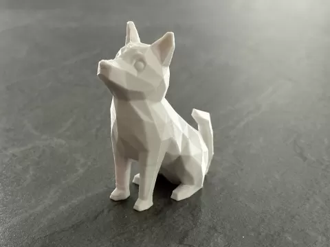 Cute Sitting Low Poly Dog (No Supports)
