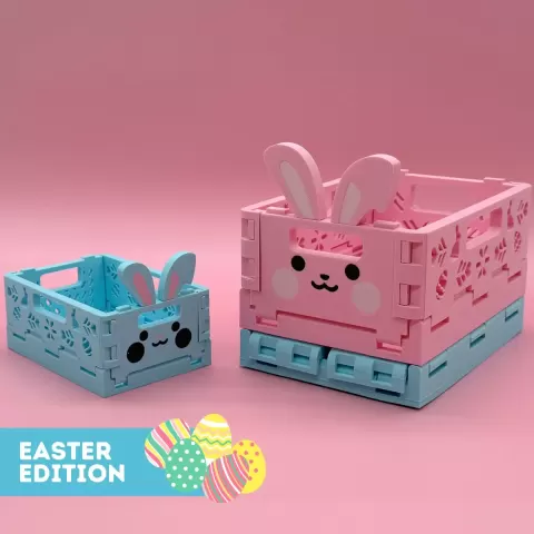 3D Printable Easter Foldable and Stackable Storage Crate Easter Edition
