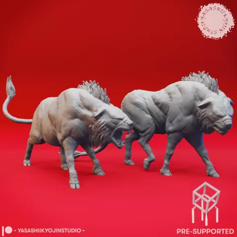 Leucrotta Pair - Tabletop Miniature (Pre-Supported)