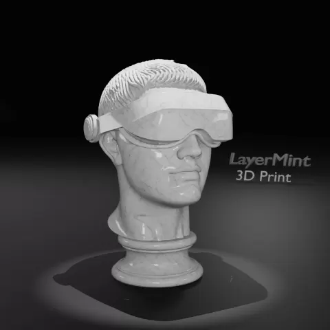 Futuristic Bust Sculpture with VR Headset - STL File - LayerMint