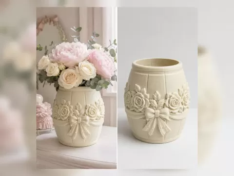 Ivory Rose Bow Vase