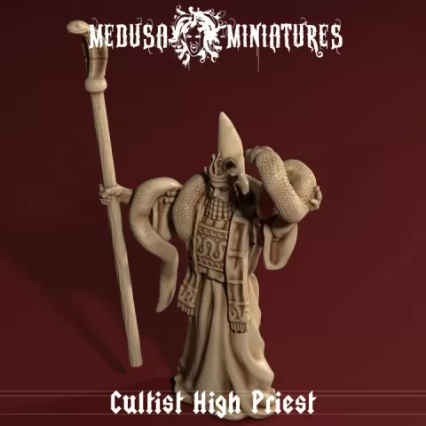 Cultist High Priest Miniature – Dark Ritual Leader with Snake for Fantasy RPGs by Medusa Miniatures