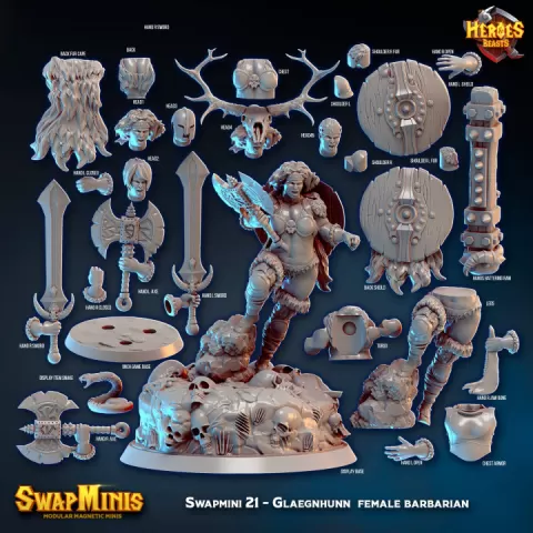 Swapmini 21 - Glaegnhunn “ Frost Maiden” - female barbarian by Heroes and Beasts