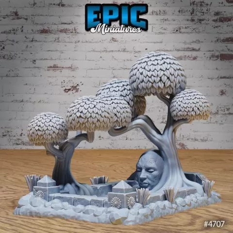 Forest Pool With Statue / Magical Forest Environment / Tree Fort Equipment / Woodland Theme / Wood Items / Jungle Item / Nature Decoration / Fable Encounter by Epic-Miniatures