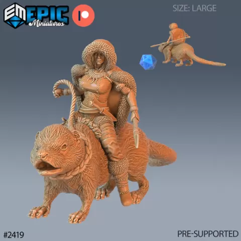 Northern Tribes Warrior Otter Rider ‧ DnD Miniature ‧ Tabletop Miniatures ‧ Gaming Monster ‧ 3D Model ‧ RPG ‧ DnDminis ‧ STL FILE