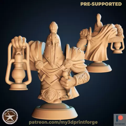 Human paladin BUST by My3DPrintForge
