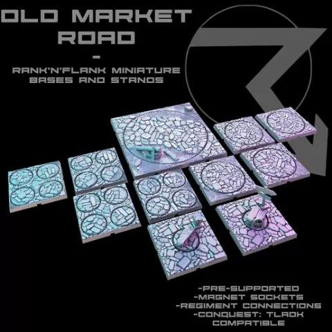 Miniature Bases - Rank'n'Flank - Old Market Road (Conquest Compatible Bases and Stands)