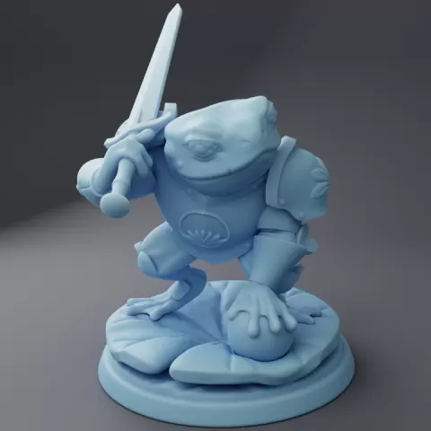 Bogart the Frog Knight ( Frog Fighter / Grung Paladin / Ribbet Warrior ) by Twin Goddess Miniatures