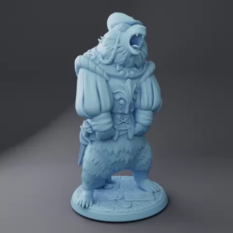 Sir Bearington the Knight ( Bear Beastfolk Bard / Fighter / Noble / NPC ) by Twin Goddess Miniatures