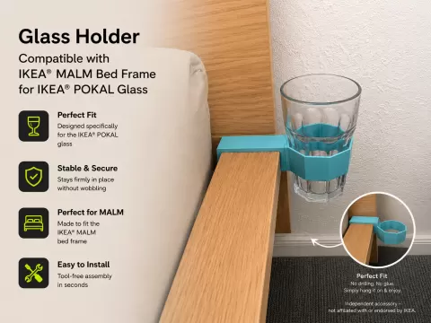 Glass-holder compatible with MALM bed & POKAL glas