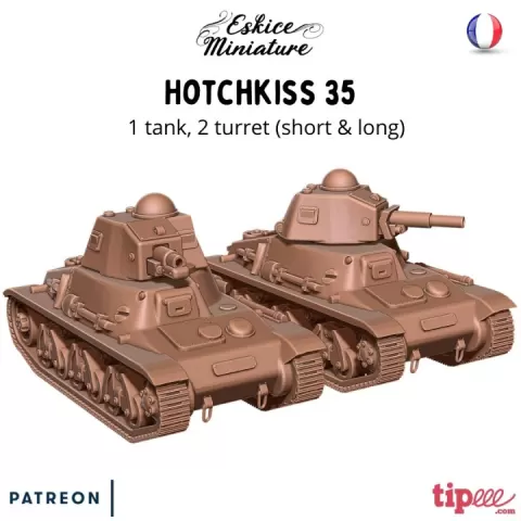 Hotchkiss with 2 turrets - French army WW2 - 28mm for wargame by Eskice Miniature - Aron