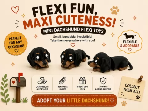 Mini Dachshund Flexi Toy Articulated Puppy v3