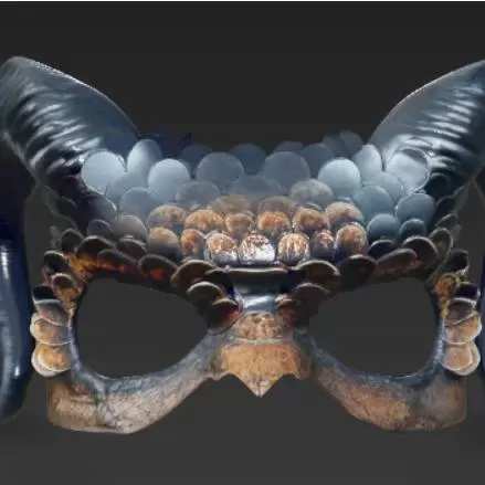 Dragon Scale Horned Mask 3D Model High Detail Fantasy STL - Anıl GÖKTAŞ