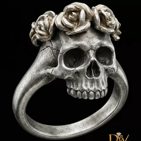 Skull Roses Ring