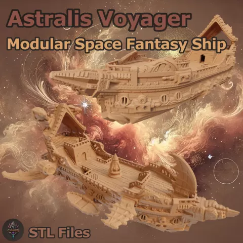 Astralis Voyager – Modular Space Fantasy Ship (Commercial License) | 3D Printable STL Files for TTRPG & Wargaming by Kadir Çetiner
