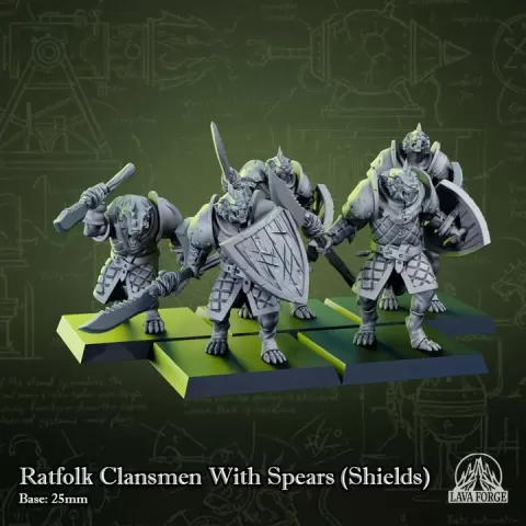 Ratfolk Clansmen Spears(shields) by Lava Forge
