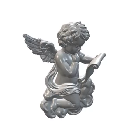 Cherub Reading Scroll on Clouds Sculpture STL 3D CNC Model