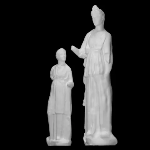 Marble funerary statue of a maiden and a little girl by Scan The World