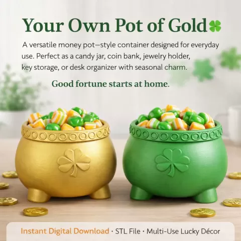 Pot of Gold Money Pot Candy Jar, Coin Bank & Desk Organizer - Digital Smart Desing