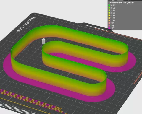 Bambu slicer max flow test tower for X1C
