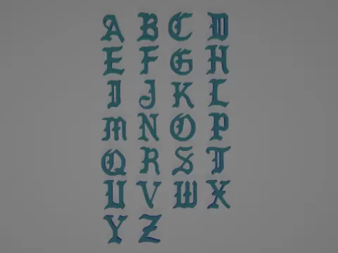 Blackletter Glyphs - sclpt Master3d