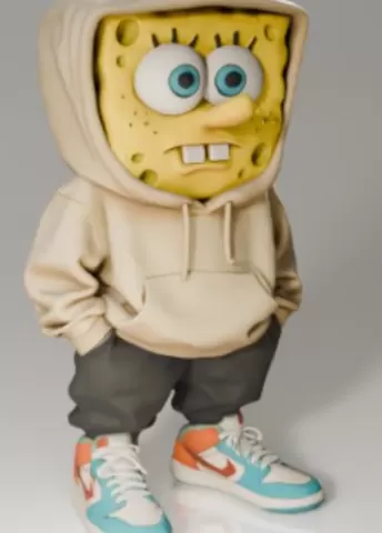 Bob Esponja Urban Vibes | Figura STL anime cartoon streetwear para impresión 3D FDM