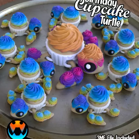 Birthday Cupcake Turtle by Cinderwing3D