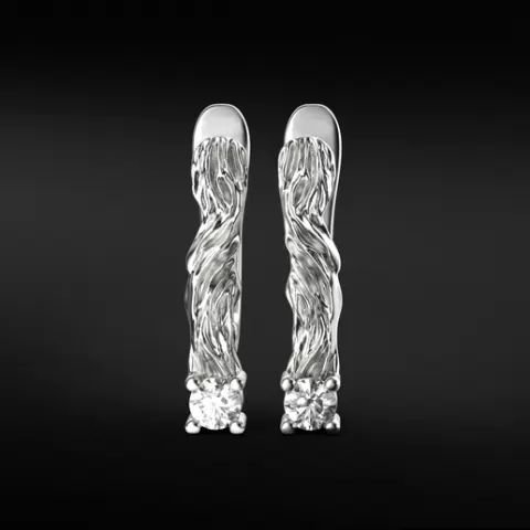 Stylish earrings in the form of a wooden twig with diamonds 522