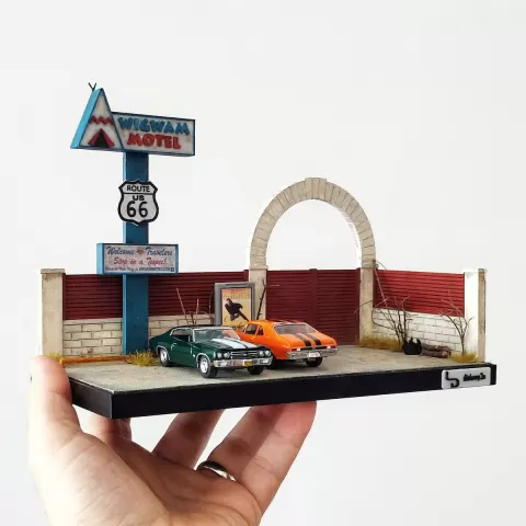 Route 66 Diorama V2 for Hot Wheels and 1:64 Diecast Cars & Figure