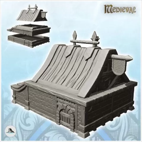 Medieval annex building with spiked roof (2) - Medieval Fantasy Magic Feudal Old Archaic Saga 28mm 15mm