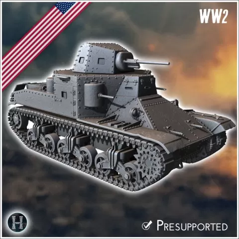 M2 Medium Tank (combat damaged version) - USA US Army Western Front Normandy Africa Bulge WWII D-Day by Hartolia Miniatures