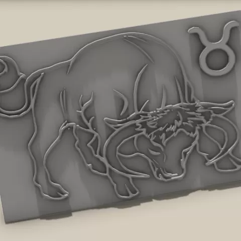 ZODIAC BULL EMBOSSING SHAPE STAMP IMAGE