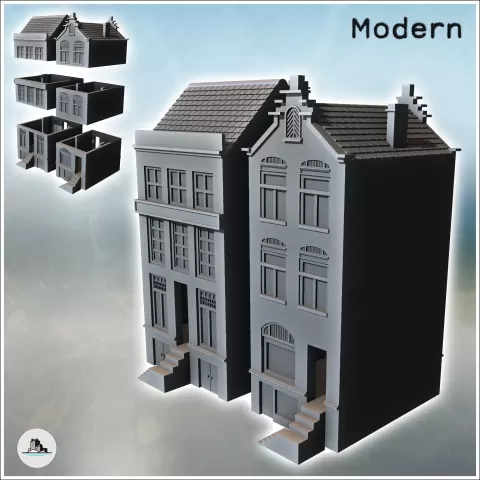 Set of Two Modern Flemish Houses (15) - miniatures warhammer - Hartolia Miniatures