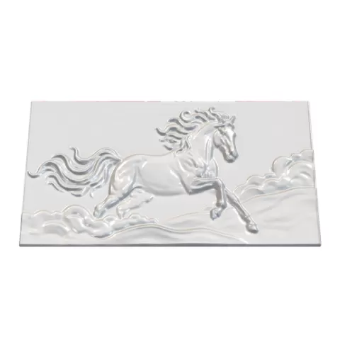 Galloping Horse Clouds Bas Relief STL 3D CNC Panel