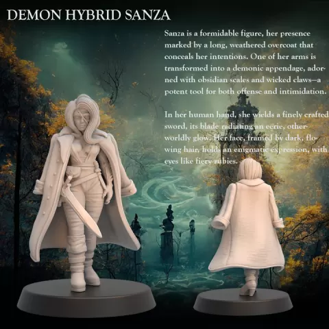 Demon Hybrid Sanza- Demon Hybrid Warrior- 32mm - Heroic scale by Ravi Sampath