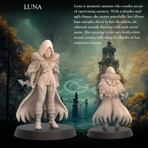 Mystic Assassin Rogue Luna -Assassin Mystic Rogue Daggers - 32mm - Heroic scale by Ravi Sampath